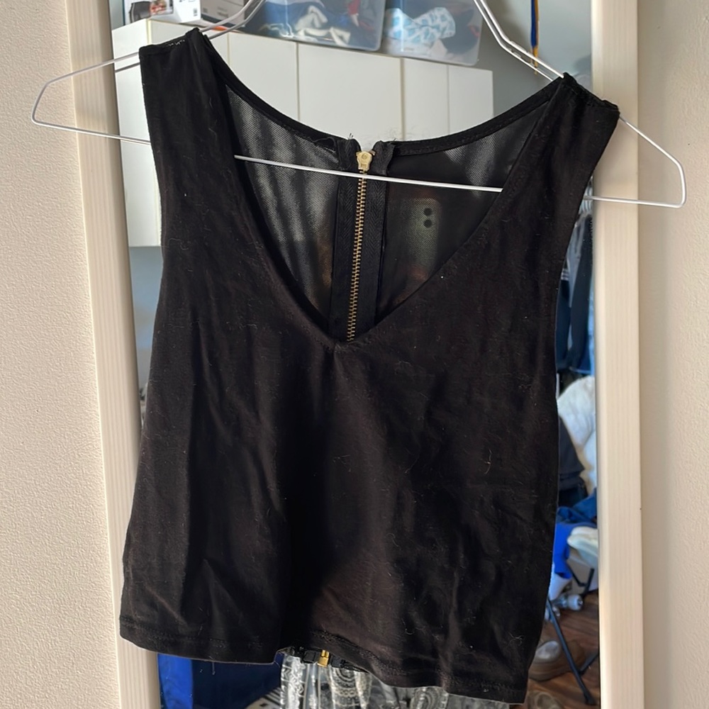 Black club tank with zipper back
